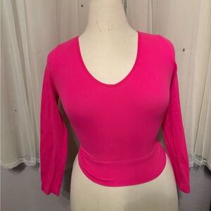 Pink crop top long sleeve
